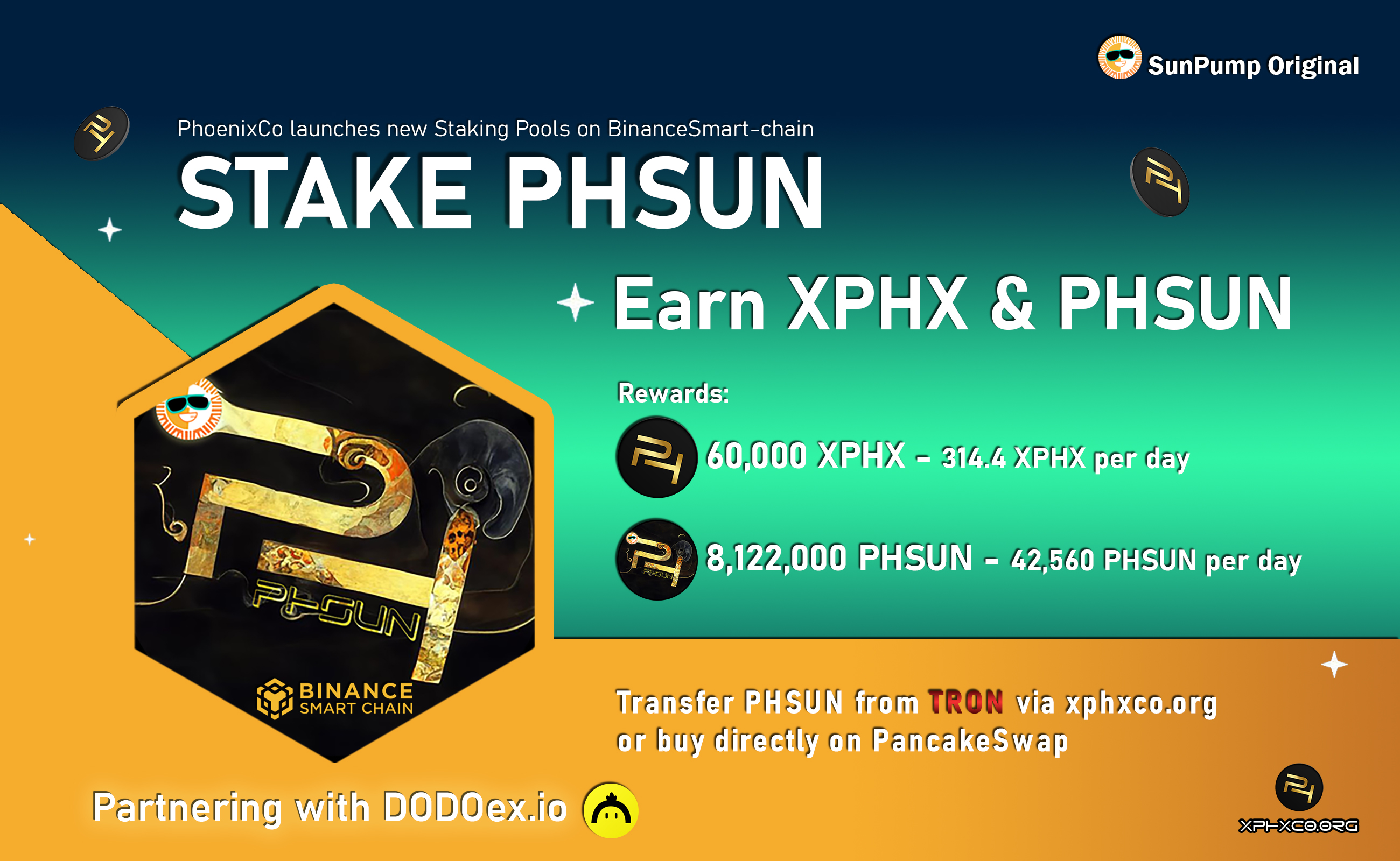 Staking PHSUN to earn PHSUN and XPHX